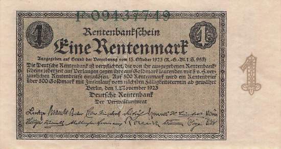 1 Rentenmark 1923 ro.154a F